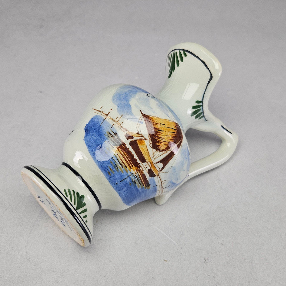 Dutch Delft-Style Coloured Holland Ceramic Sailing Boat Jug