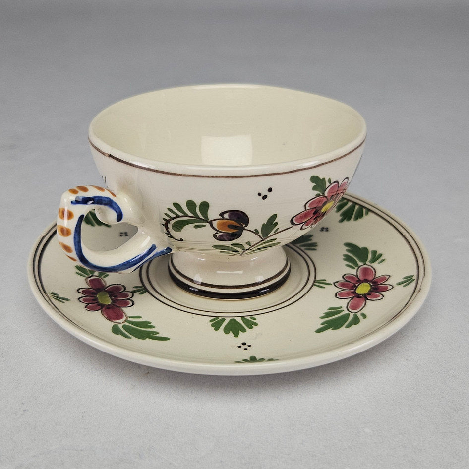 Dutch Delft-Style Polychrome Holland Cup and Saucer