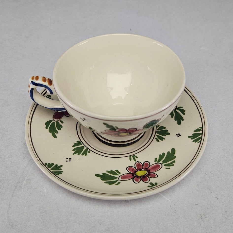 Dutch Delft-Style Polychrome Holland Cup and Saucer