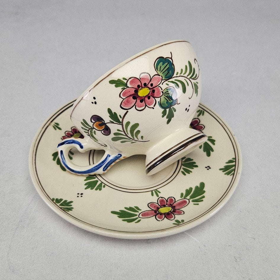 Dutch Delft-Style Polychrome Holland Cup and Saucer