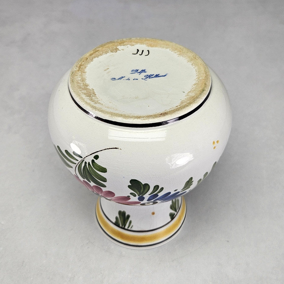 Dutch polychrome floral vase underside with painted Dutch origin markings