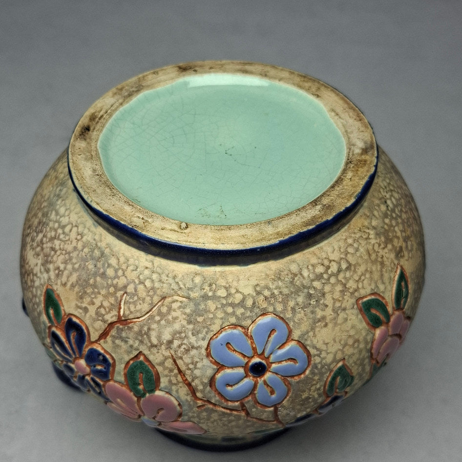 Early 1900s Amphora Pottery Floral Double-Handled Vase