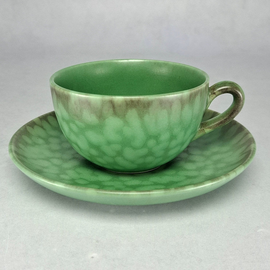 Elsterwerda Art Deco Mottled Ombré Green Cup with Two Saucers M65