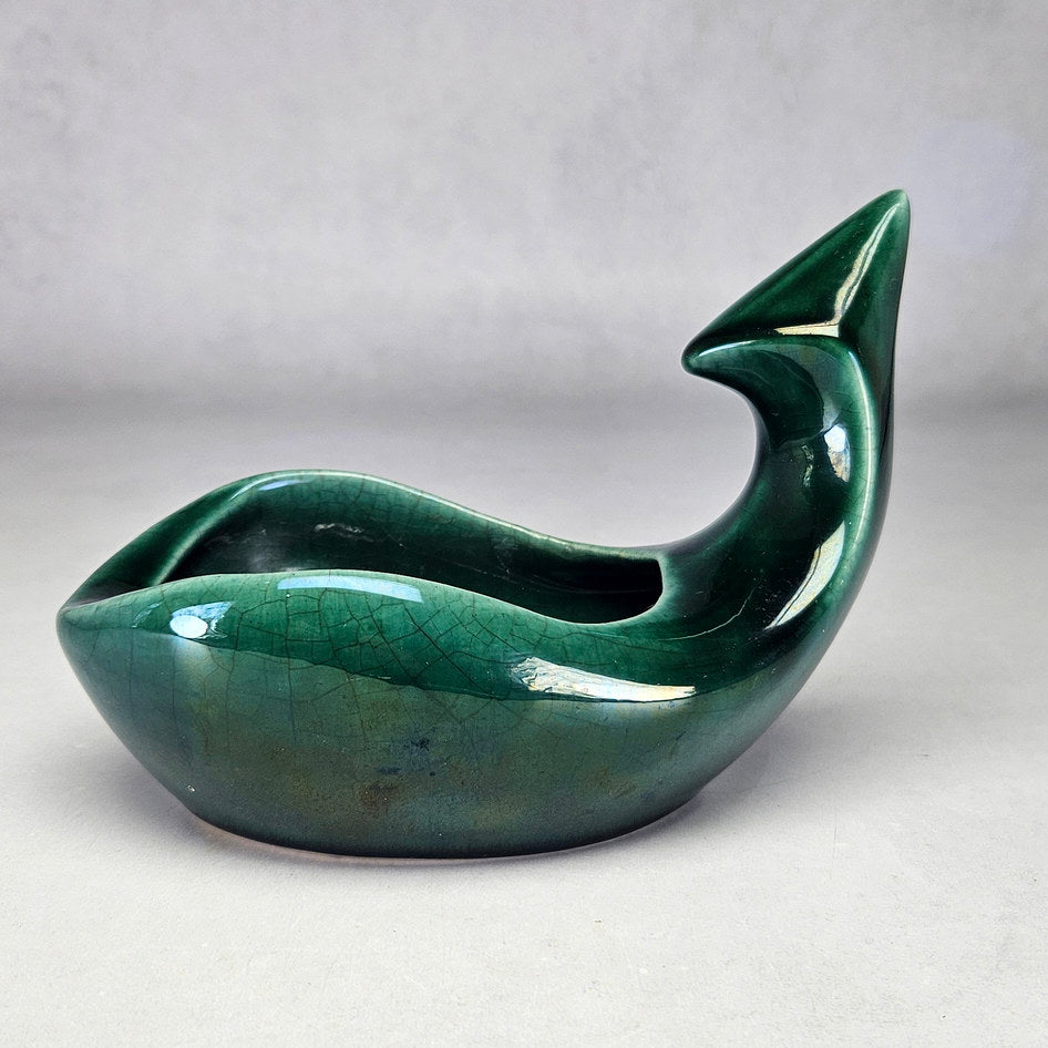 Flora-Ann green abstract planter with sharply raised triangular end