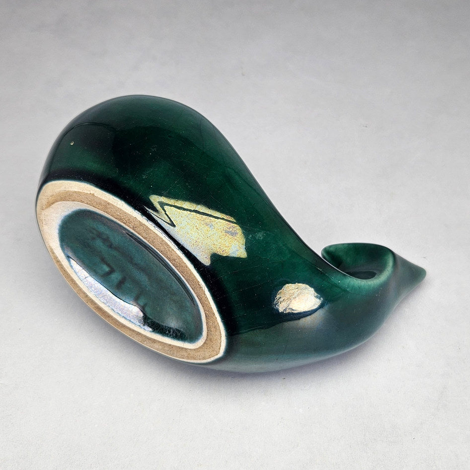 Flora-Ann green abstract planter underside showing maker and model