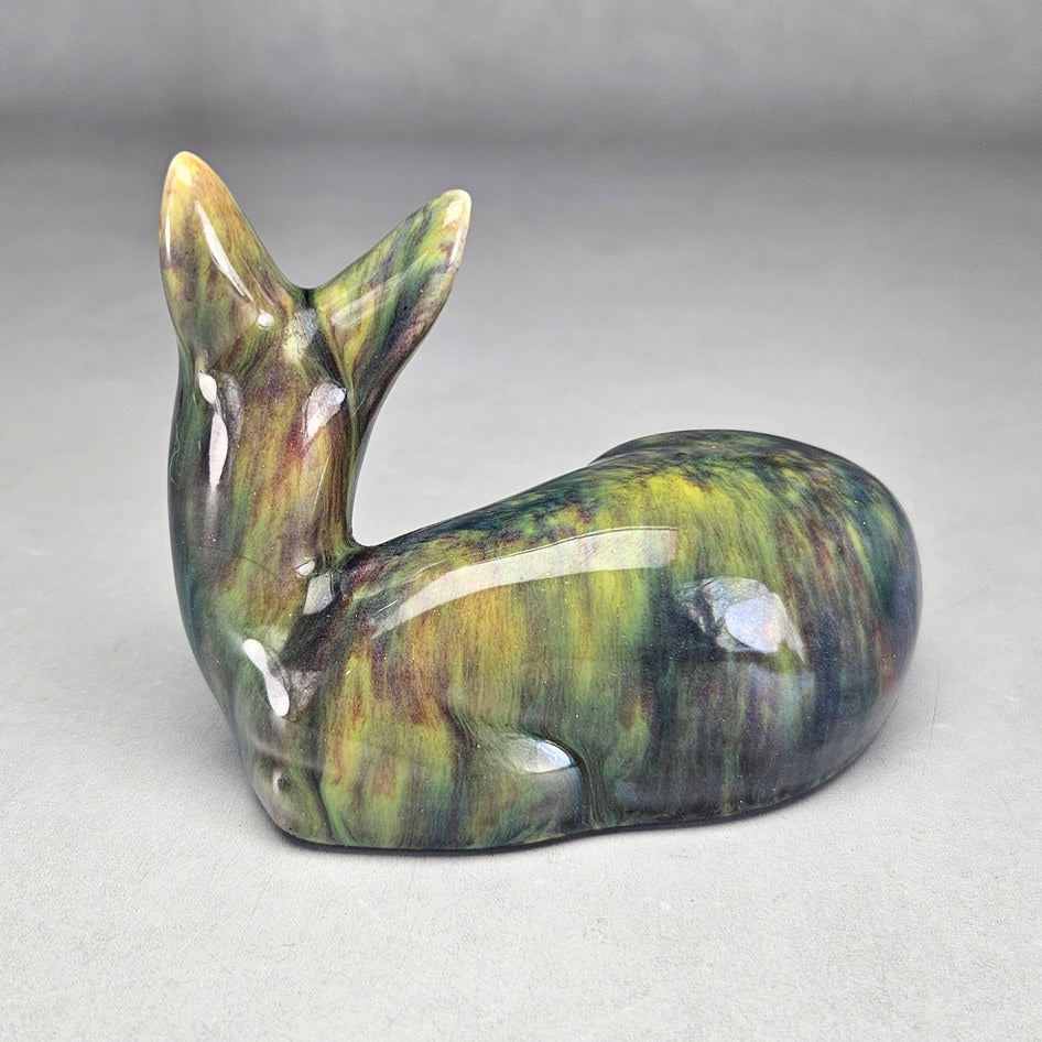Flora Ann Mottled Reclining Deer Figurine