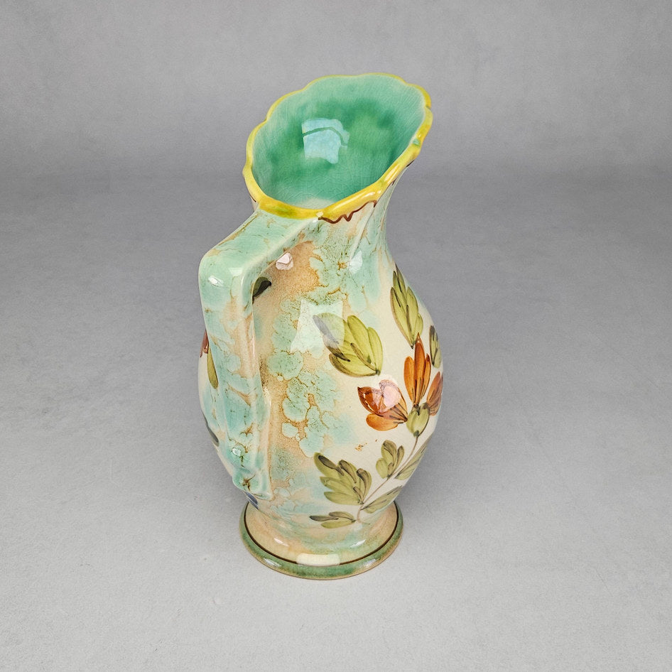 Flora Gouda Holland Aster Hand-Painted Floral Ceramic Jug