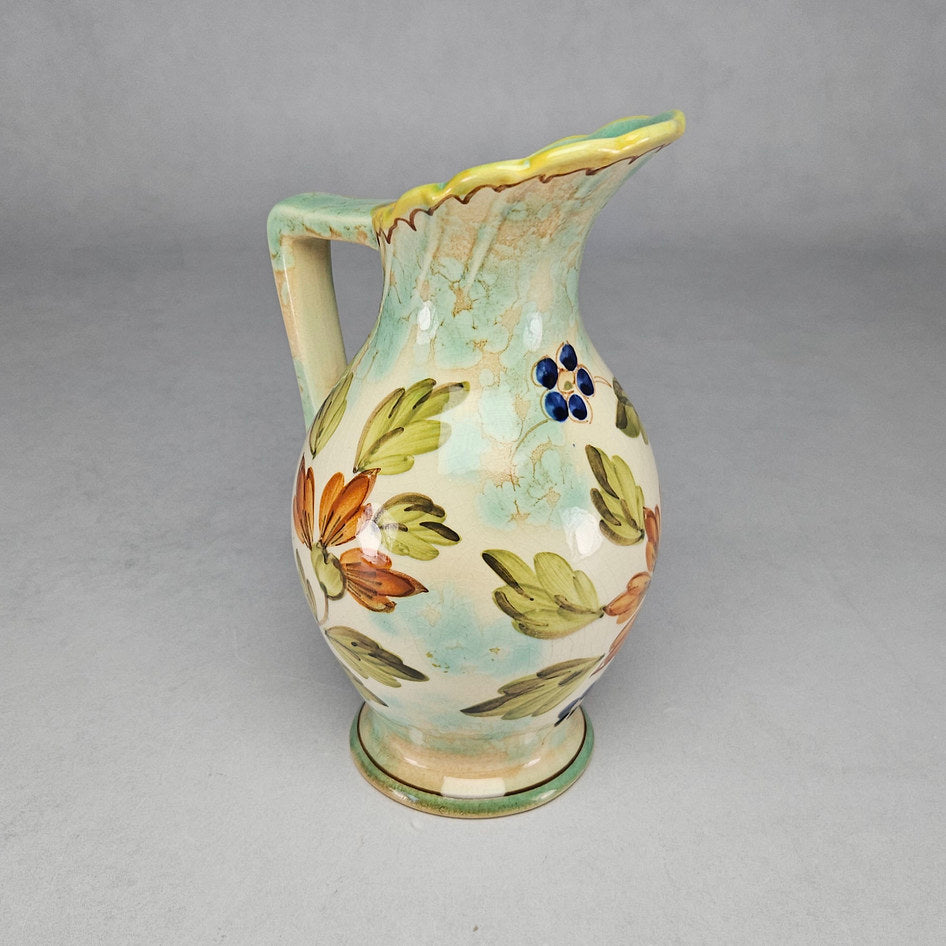 Flora Gouda Holland Aster Hand-Painted Floral Ceramic Jug