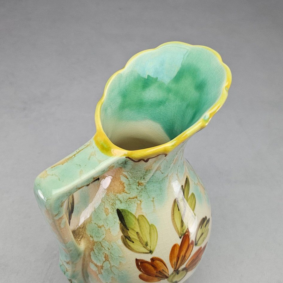 Flora Gouda Holland Aster Hand-Painted Floral Ceramic Jug