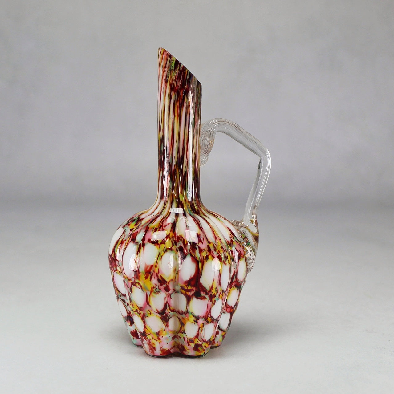 Franz Welz Honeycomb Splatter Art Glass Pitcher
