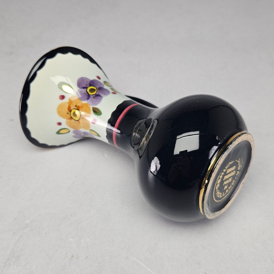 Genuine Gouda Holland Hand-Painted Black Floral Ceramic Jug