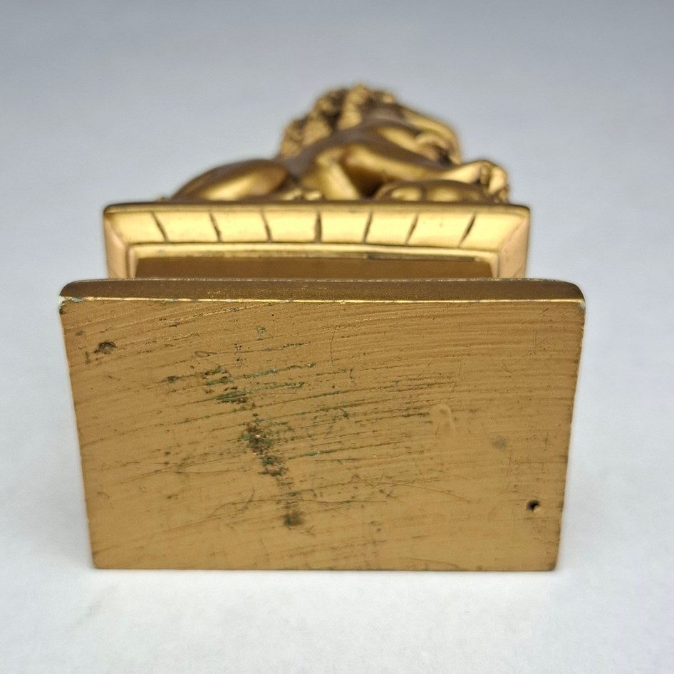 Gold-Lacquered Polyresin Chinese Guardian Lion