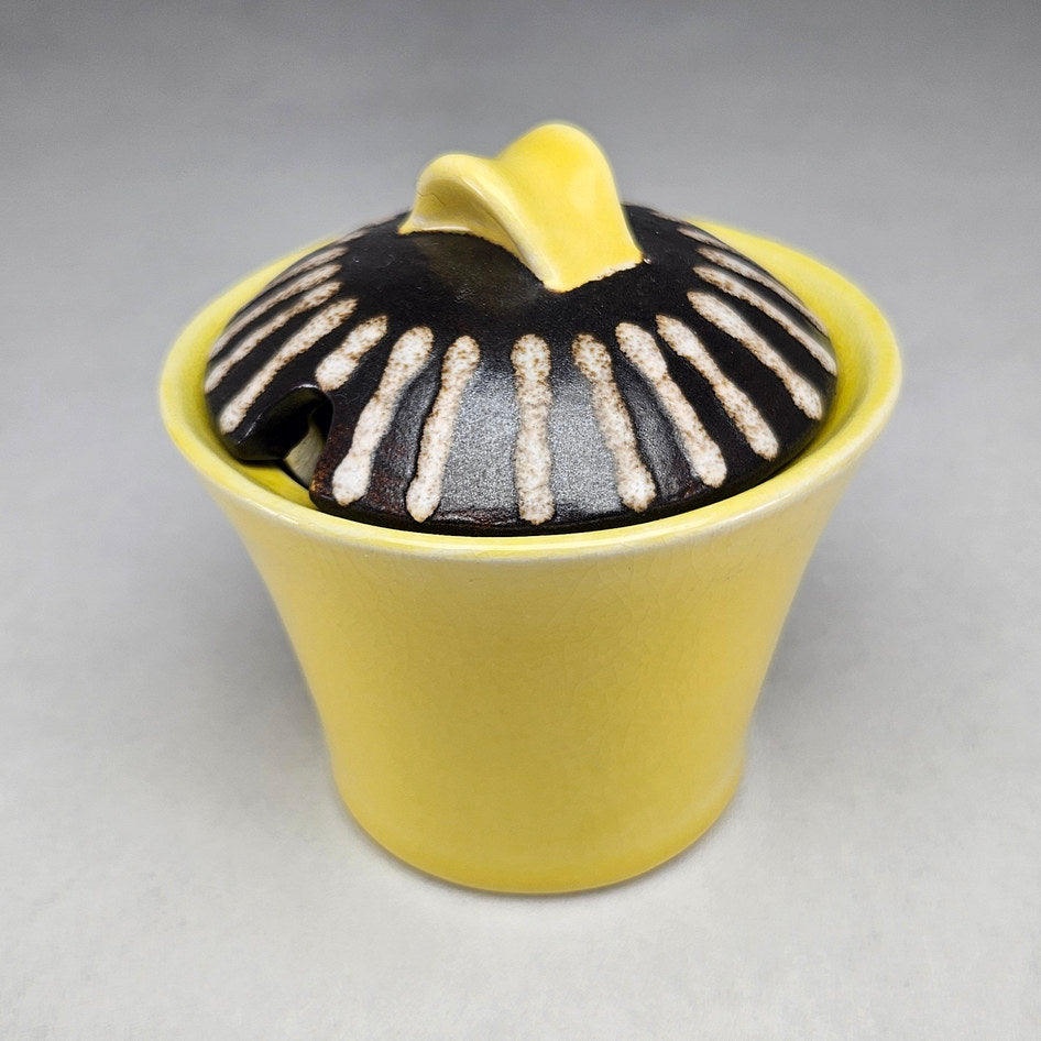 Hamburger Potteries 291 Yellow Lidded Condiment Pot, view 1