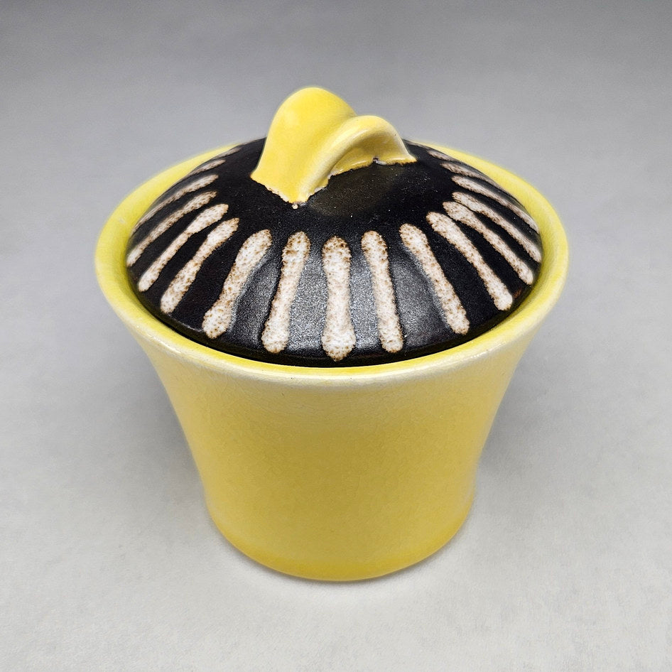 Hamburger Potteries 291 Yellow Lidded Condiment Pot, view 2