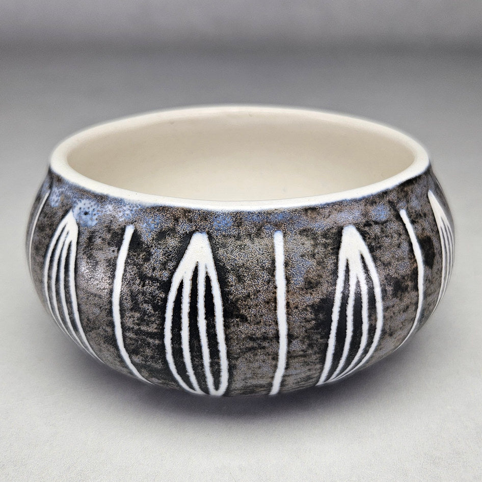 Hamburger Potteries Black and White Leaf-Motif Bowl, view 1