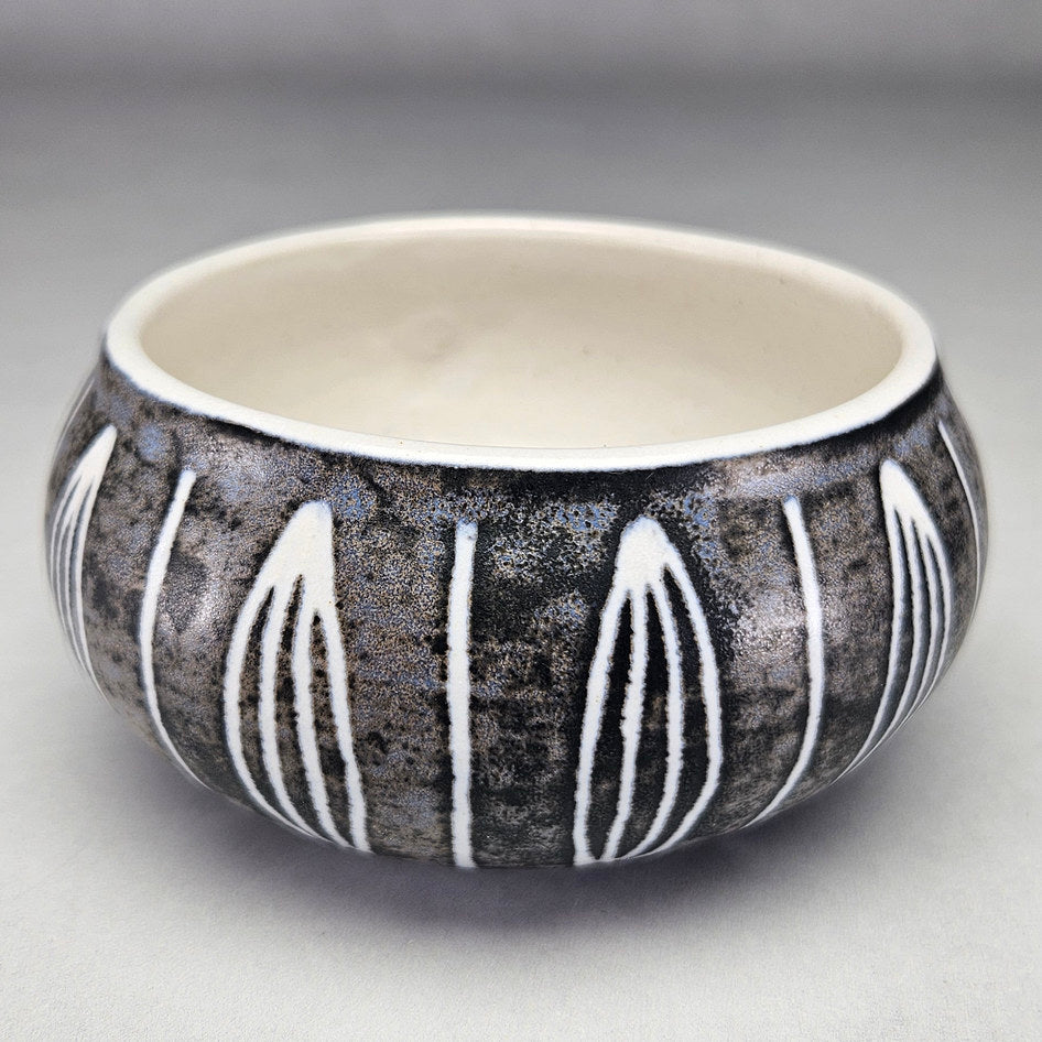 Hamburger Potteries Black and White Leaf-Motif Bowl, view 2