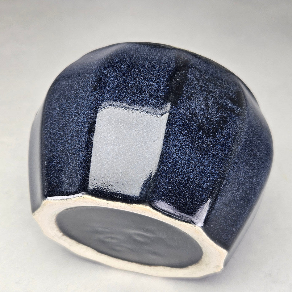 Hamburger's Pottery Blue Faceted Bowl 406