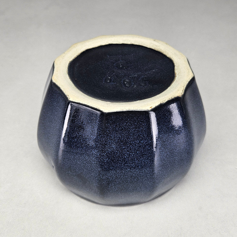 Hamburger's Pottery Blue Faceted Bowl 406
