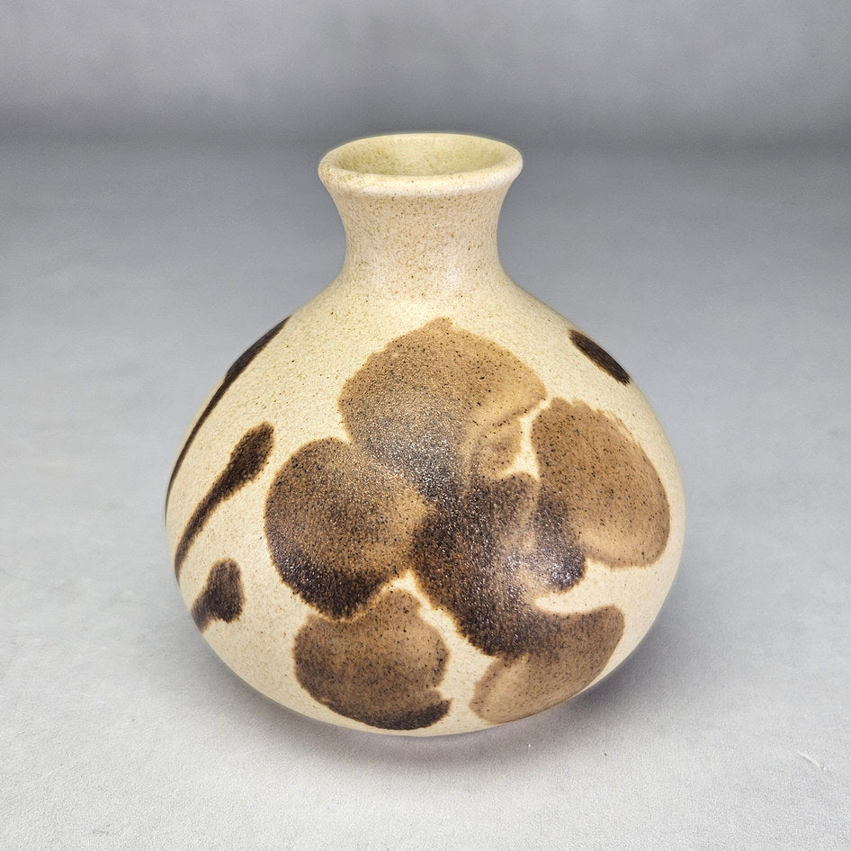 Hamburger's Pottery Brown Floral Bud Vase