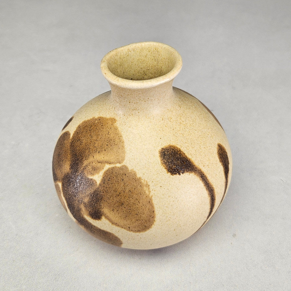 Hamburger's Pottery Brown Floral Bud Vase