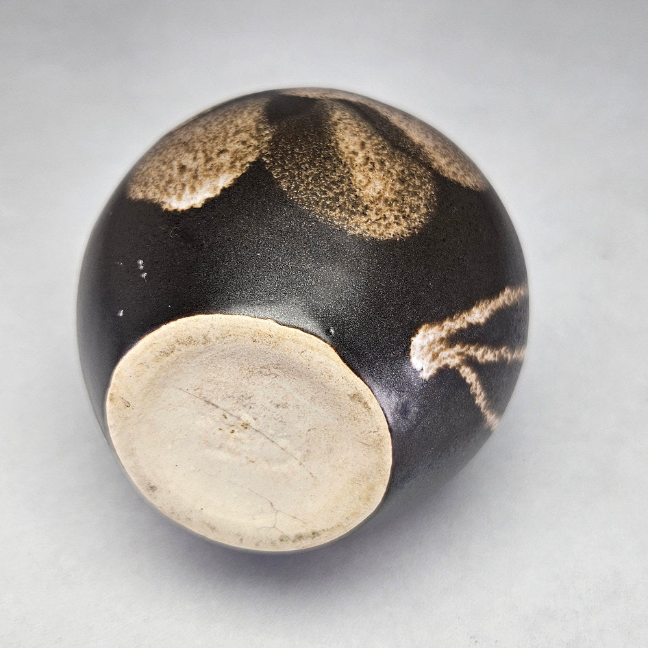Hamburger's Pottery Dark Brown Floral Bud Vase