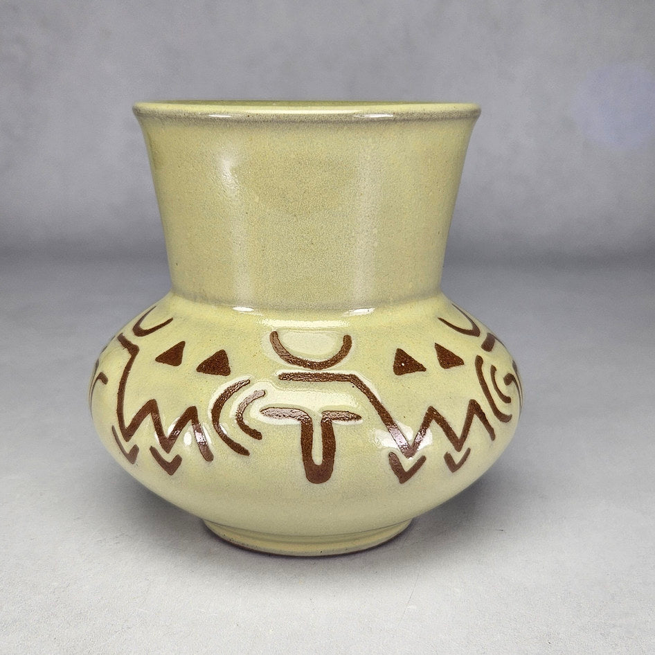 Hamburger's Pottery Yellow Geometric Vase 206