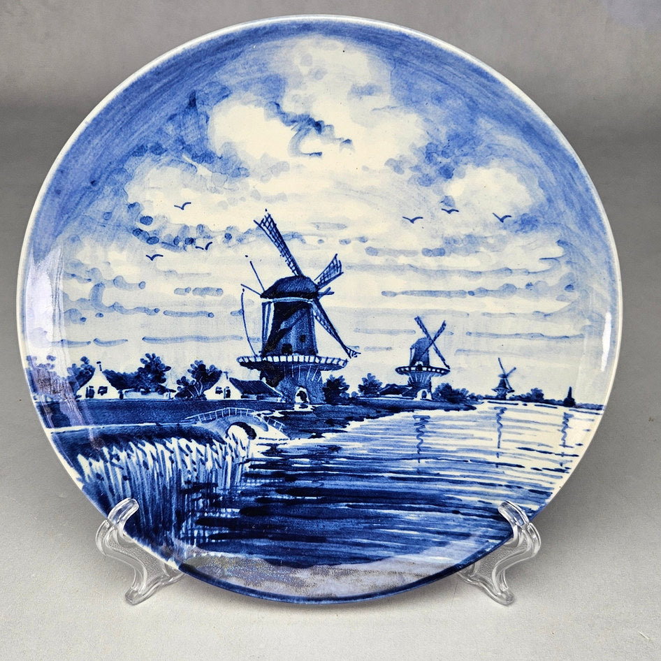 Handpainted Delfts Blue Windmills Wall Plate, product view 2