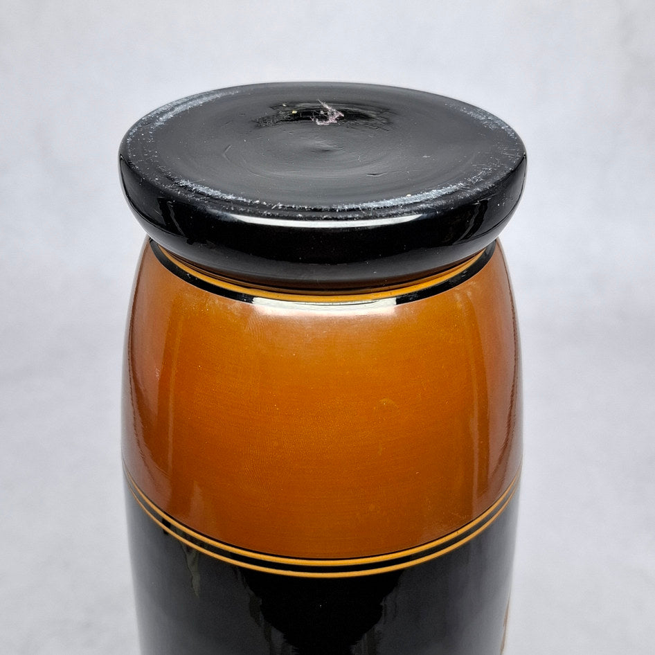 Art Deco Harrach Basalt Glass Vase with Dancing Girl Motif