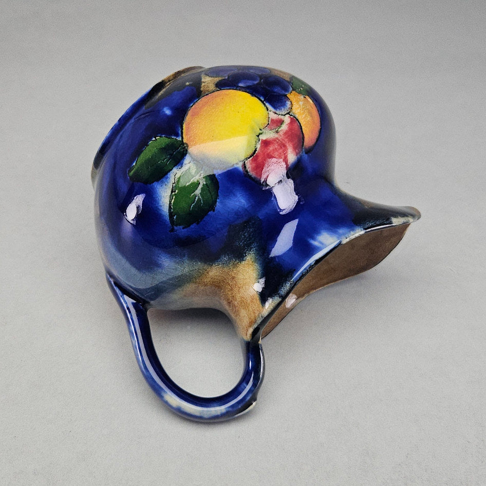 H&K Tunstall Cobalt Blue Fruit Decorated Cream Jug