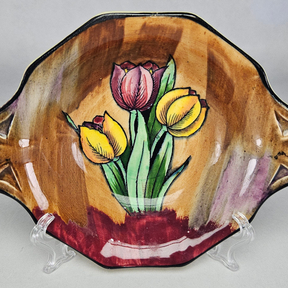 H&K Tunstall Tuliptime Hand-Painted Handled Dish