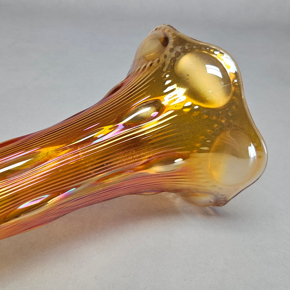 Imperial Beaded Bullseye Marigold Carnival Glass Swung Vase