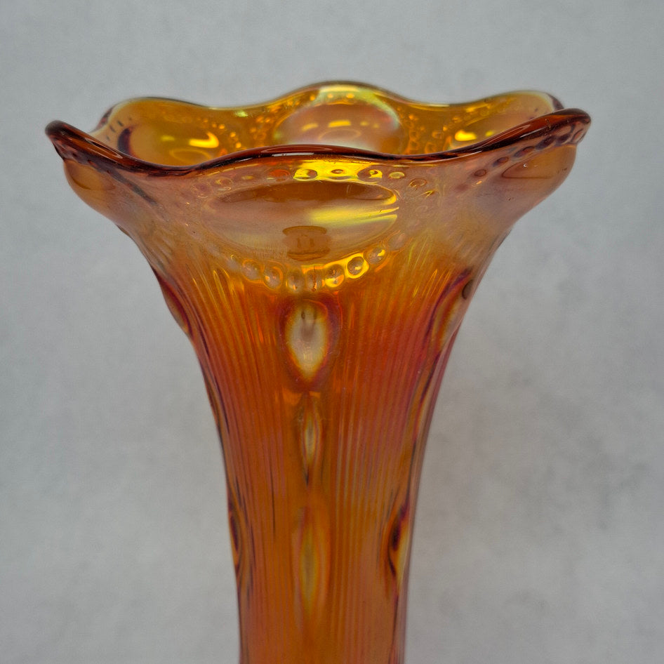 Imperial Glass Marigold Carnival Glass Bullseye and Rib Pattern Vase