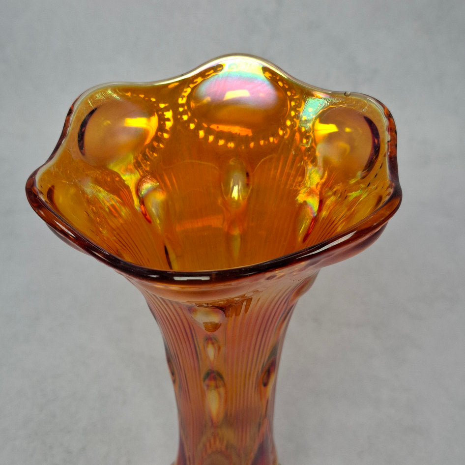 Imperial Glass Marigold Carnival Glass Bullseye and Rib Pattern Vase