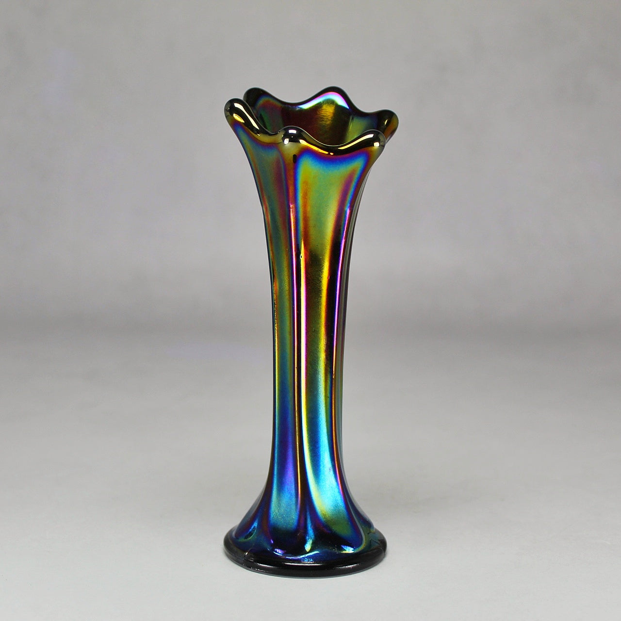 Imperial Glass Smoke Morning Glory Carnival Glass Vase
