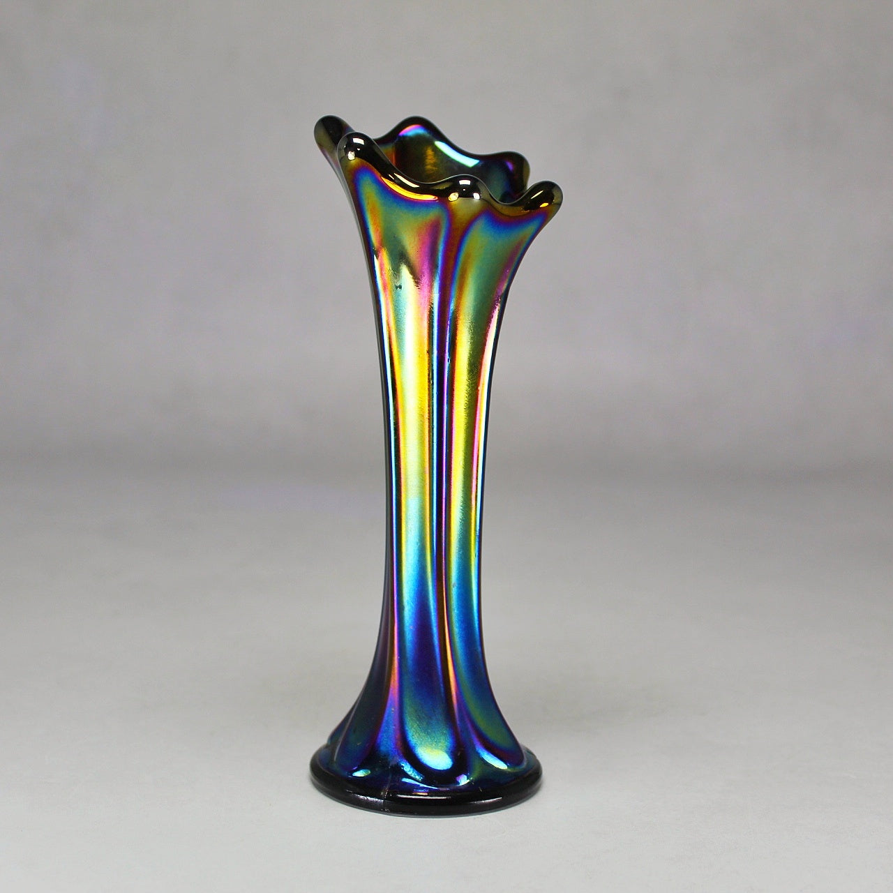 Imperial Glass Smoke Morning Glory Carnival Glass Vase