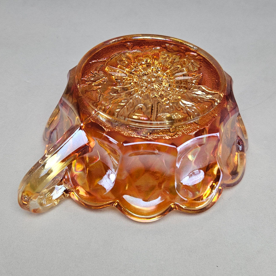 Imperial Heavy Grape Amber Carnival Glass Handled Sweet Dish