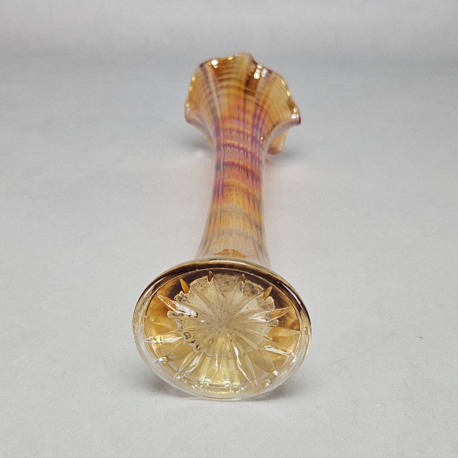 Imperial Ripple Marigold Carnival Glass Swung Vase
