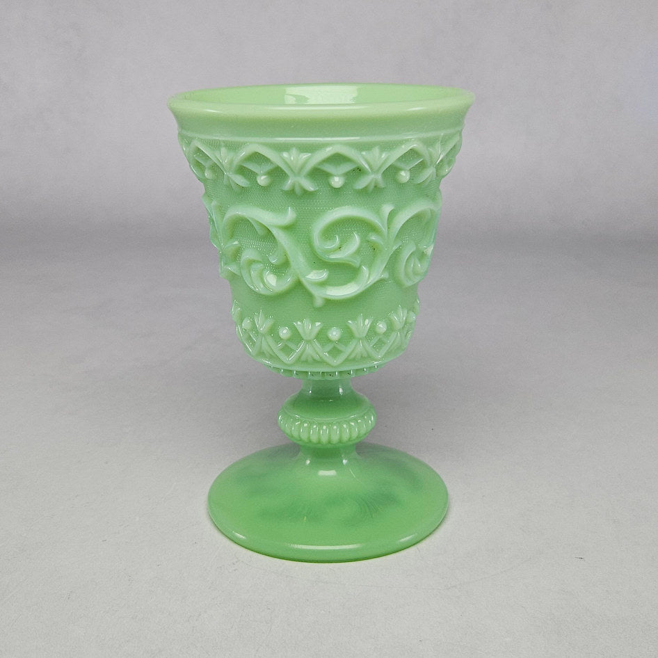 Ivima Scroll Green Jadeite Glass Goblet