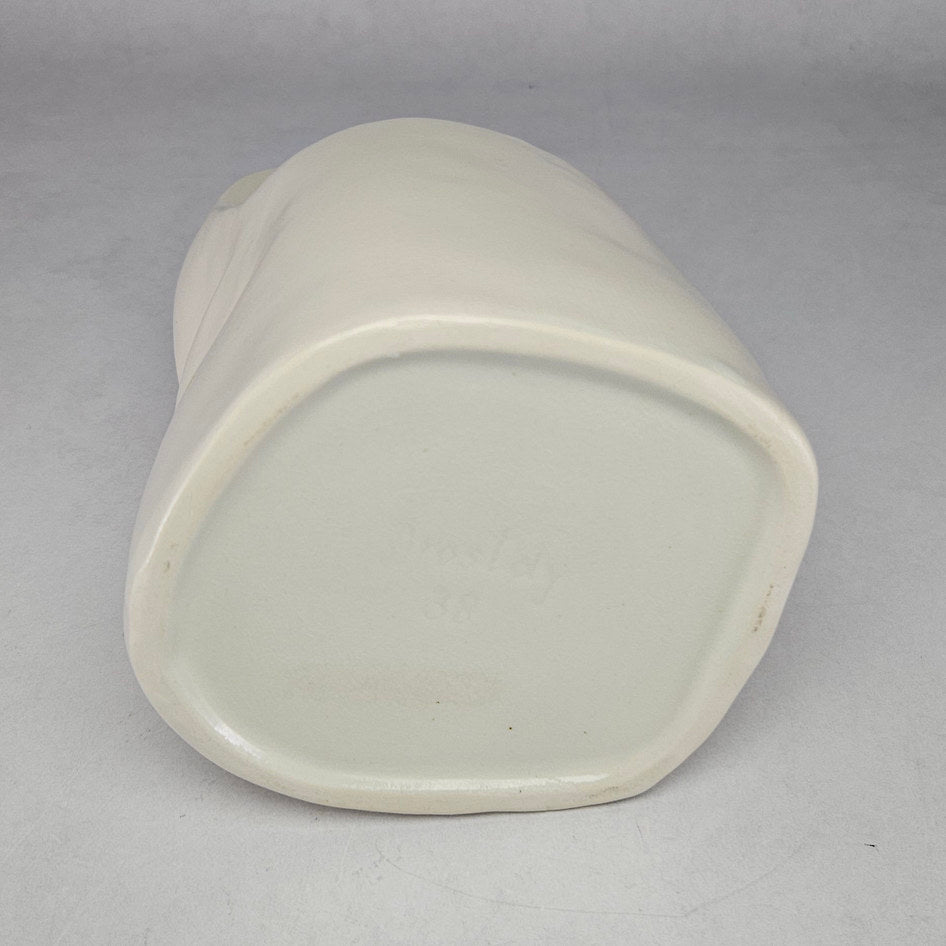 Ivory Glazed Ceramic Lady Head Wall Pocket Vase
