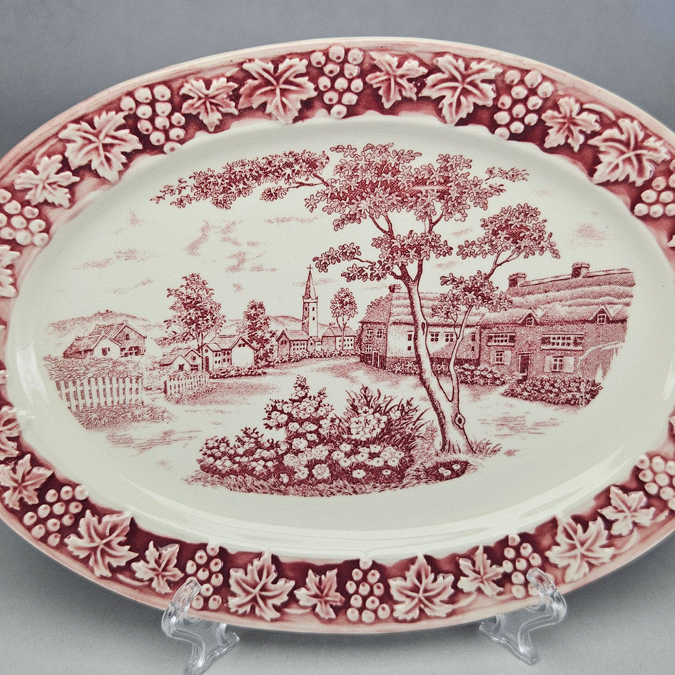 Jones & Middleton The Original Staffordshire Red Transferware Oval Platter