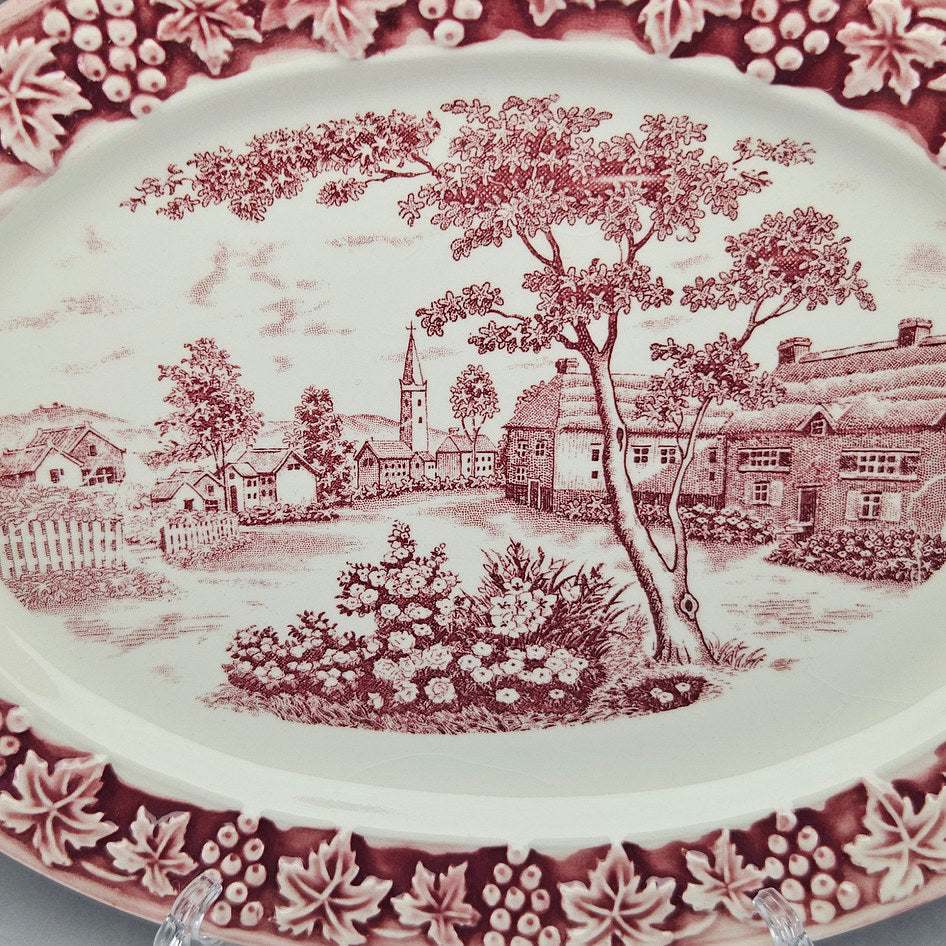 Jones & Middleton The Original Staffordshire Red Transferware Oval Platter