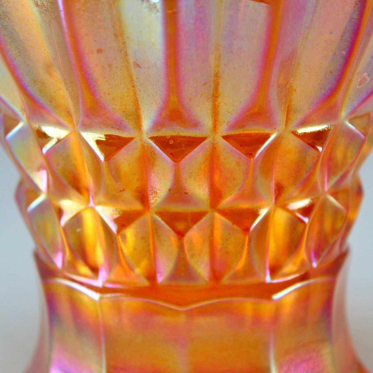 Joseph Inwald Marigold Coronet Princeton Pattern Squatty Carnival Glass Vase