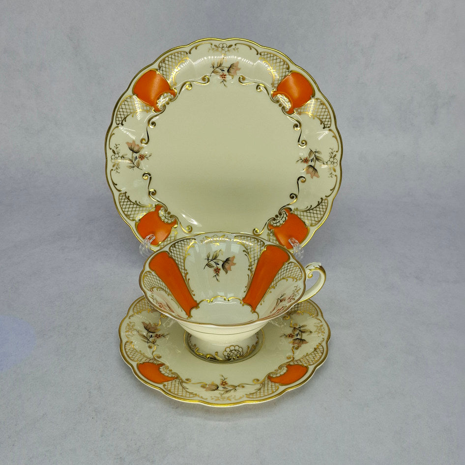 Königl. pr. Tettau Porcelain Teacup, Saucer and Plate Trio