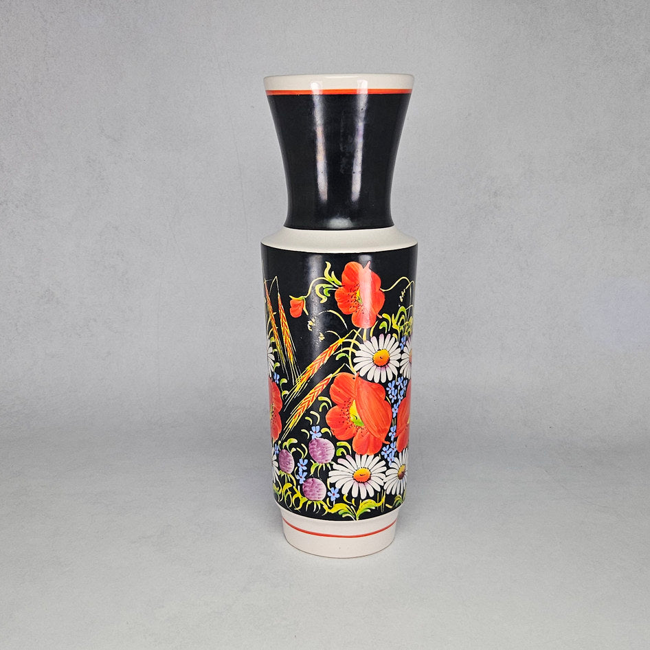 Kravsko Czechoslovak Floral Butterfly Ceramic Vase