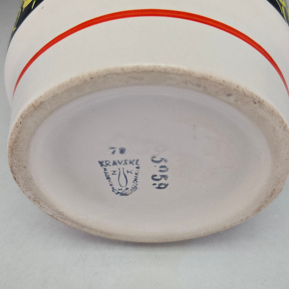 Kravsko Czechoslovak Floral Butterfly Ceramic Vase