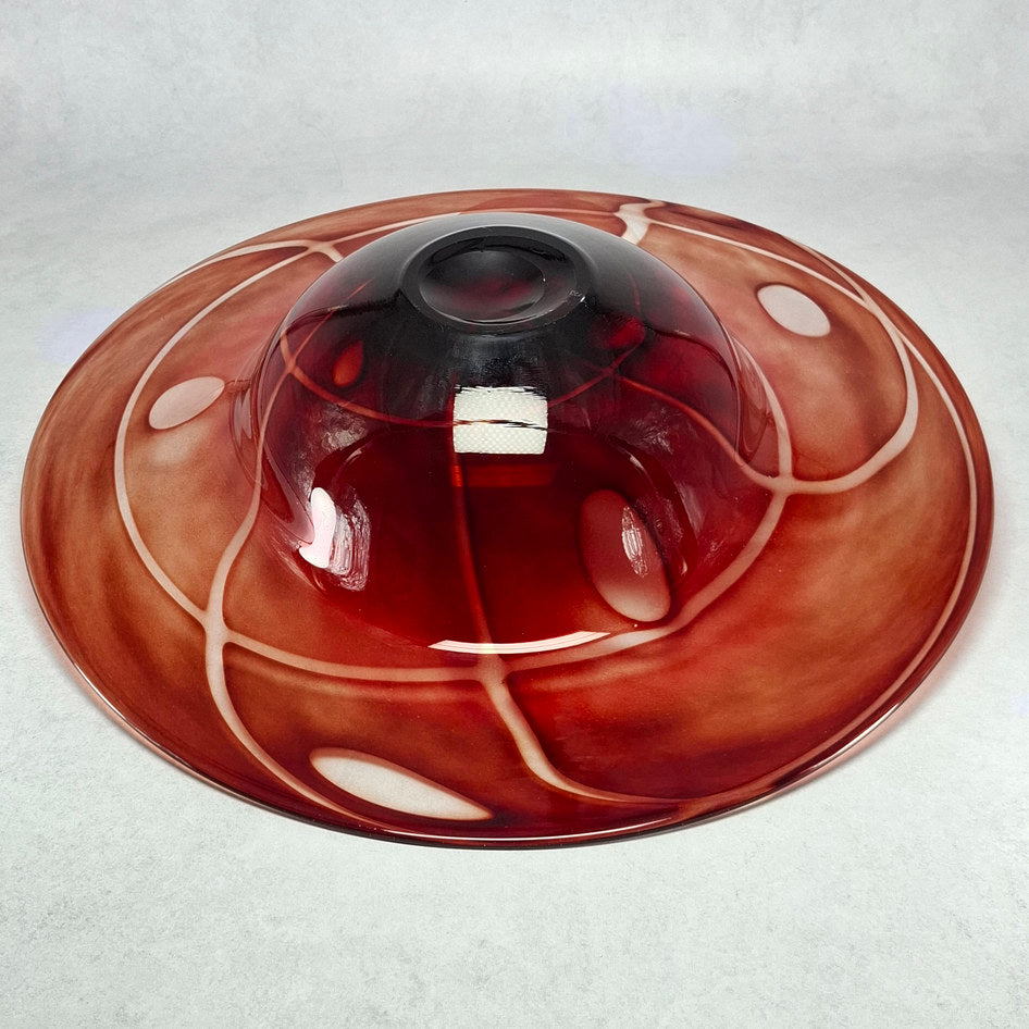 Large Vintage Mid-Century Red Swirl Italian Art Glass Centrepiece Bowl