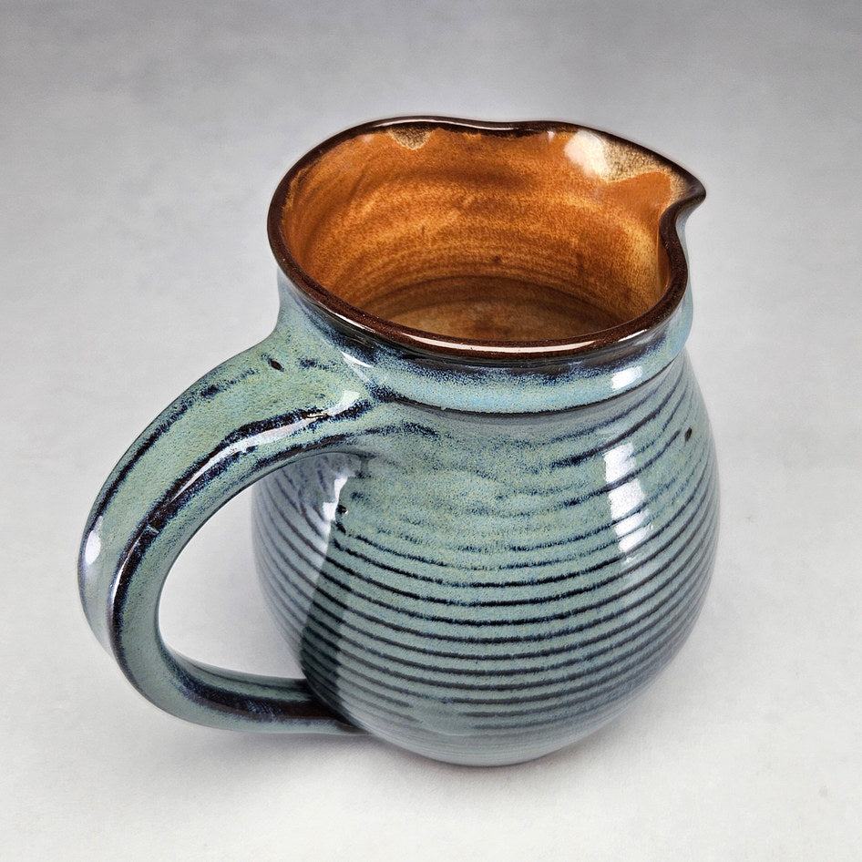Liebermann Pottery Blue and Brown Ribbed Jug