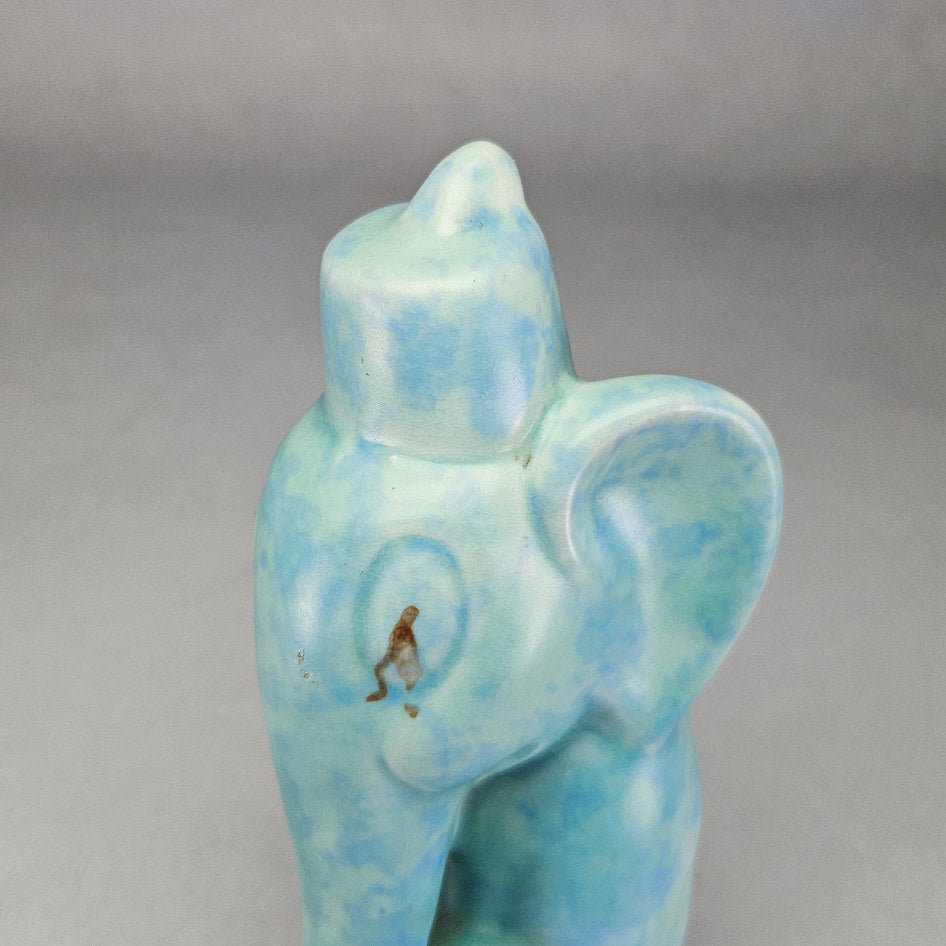 Light Blue Mottled Ceramic Elephant Figurine
