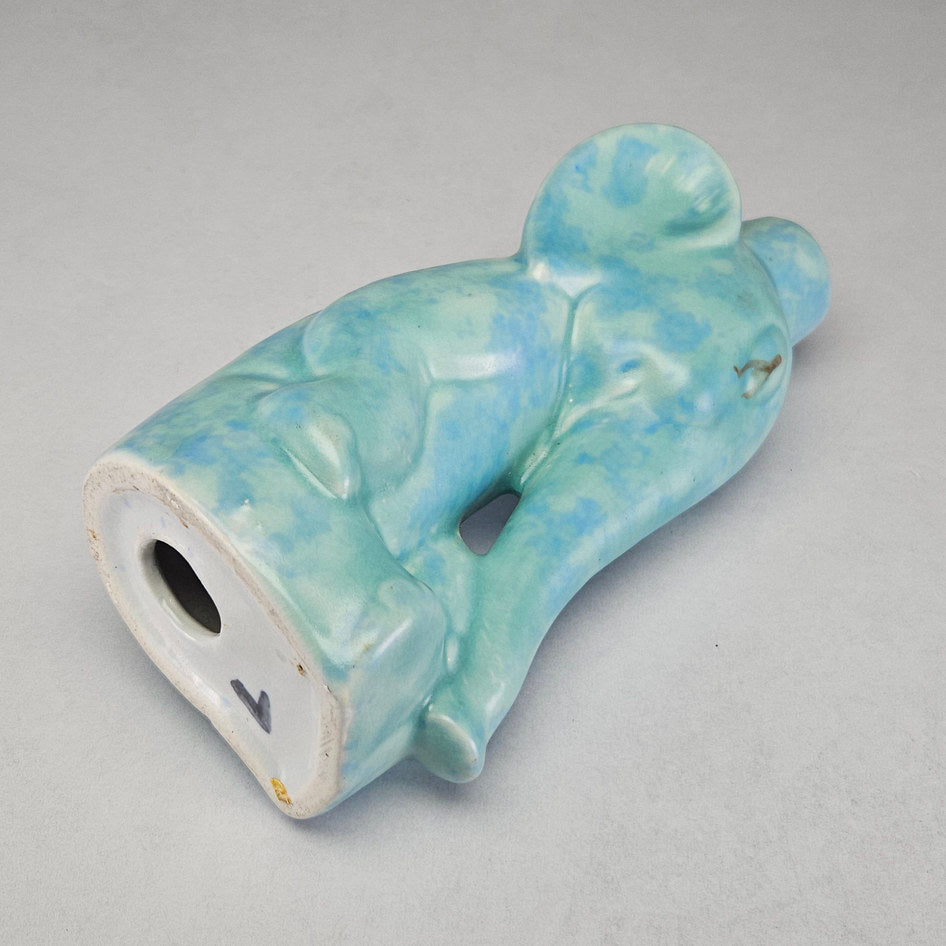 Light Blue Mottled Ceramic Elephant Figurine