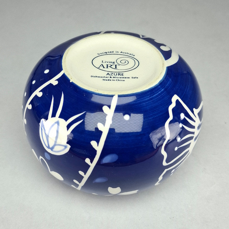 Living Art Azure Blue and White Lidded Bowl